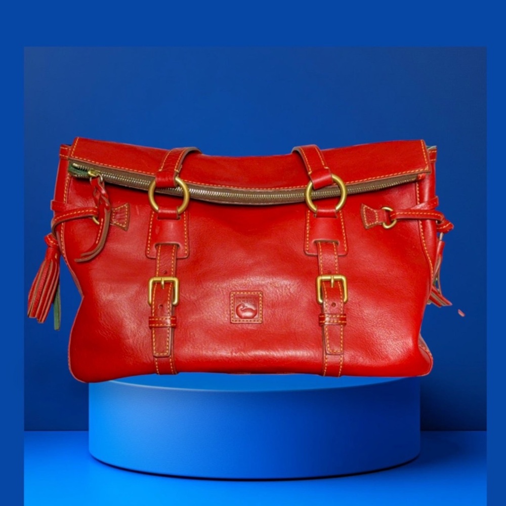 DOONEY & BOURKE Bold Red Satchel with Structured Shape and Gold Hardware